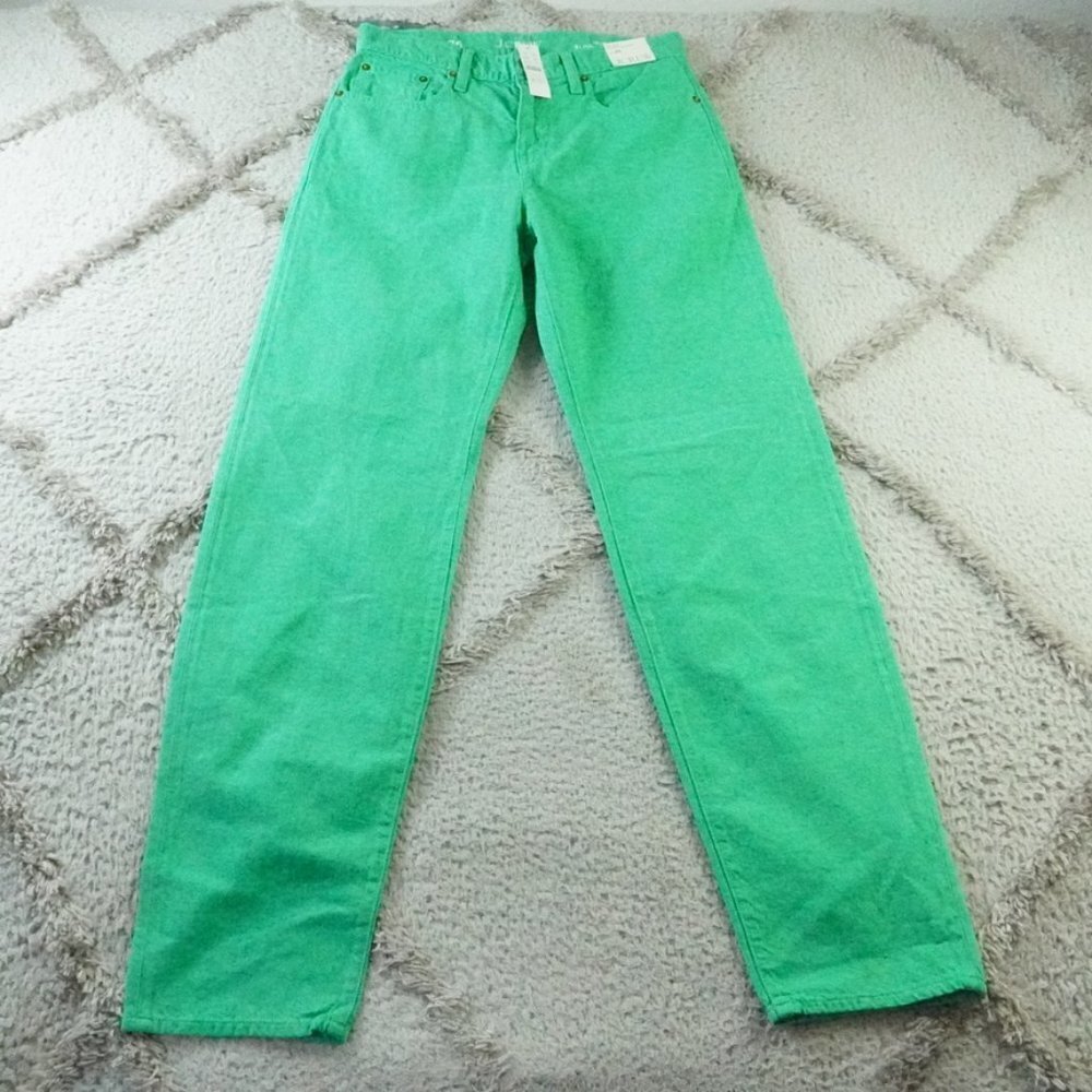 J.Crew Slouchy-Straight garment-dyed dad jean Womens 26 Green Denim NEW